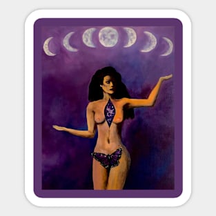 Woman, moon phase purple galaxy Sticker